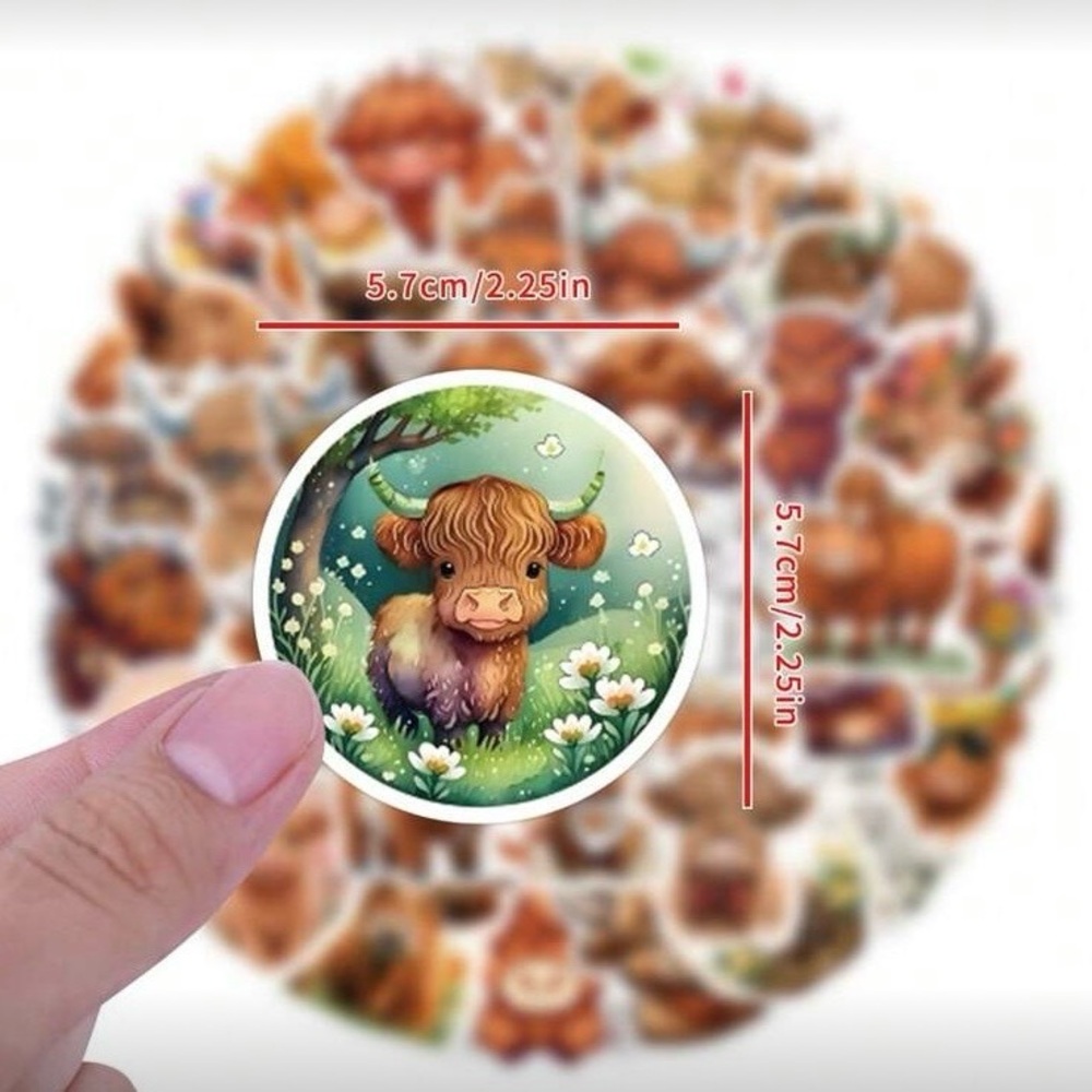 56 Highland Cow Stickers Cute Farm Animal Vinyl Stickers Waterproof Decals New - Picture 2 of 7
